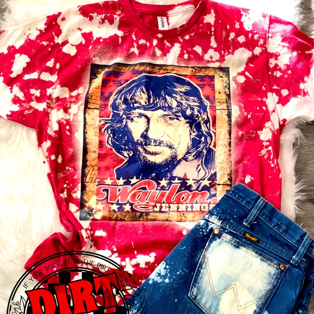 Waylon Jennings bleached tee
